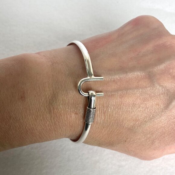 VTG Sterling Silver 925 St. Croix Twisted Rope U Hook Oval Bangle Bracelet 7.25" - Picture 1 of 16